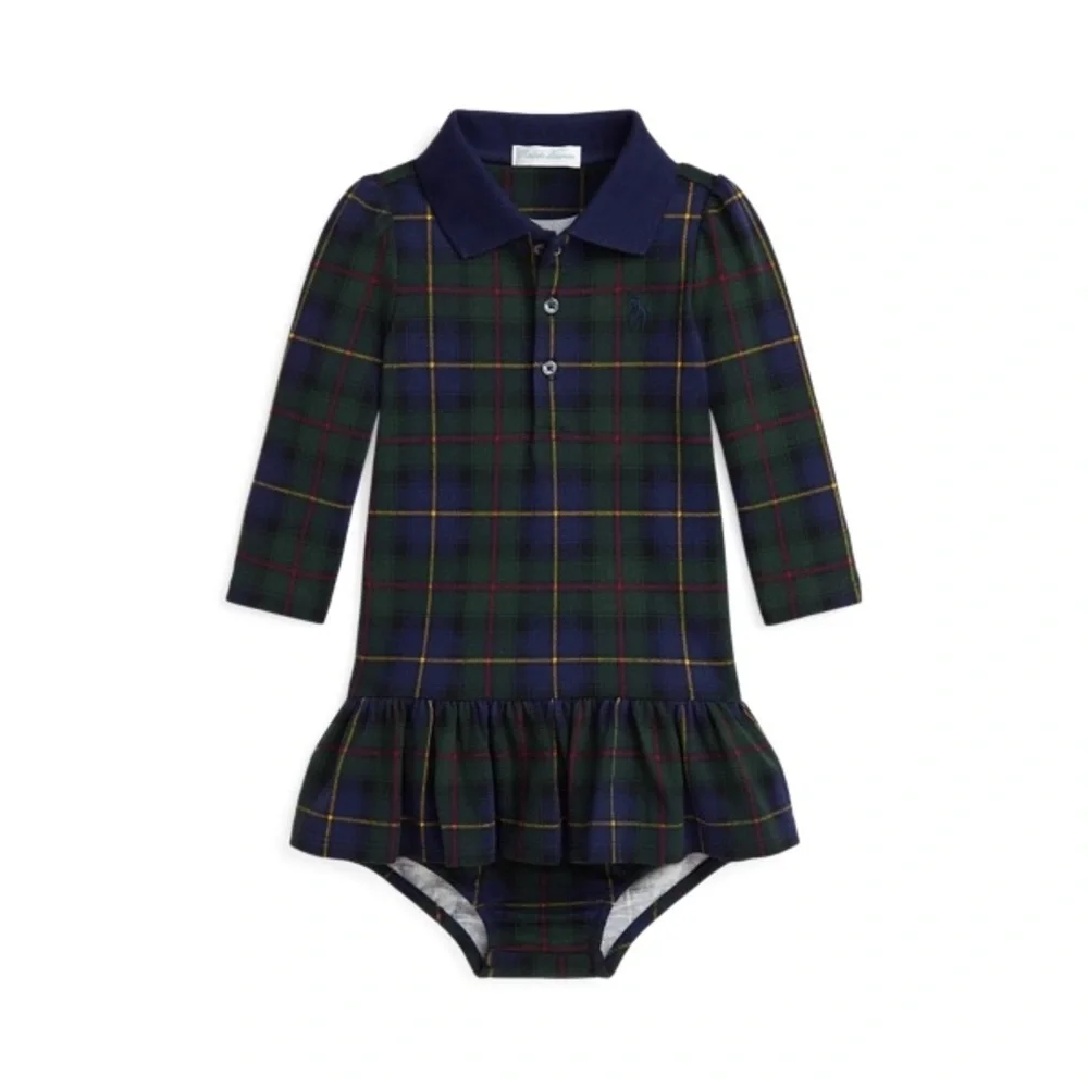 Ralph Lauren Tartan Plaid Stretch Mesh Polo Dress & Bloomer - Picture 2 of 3